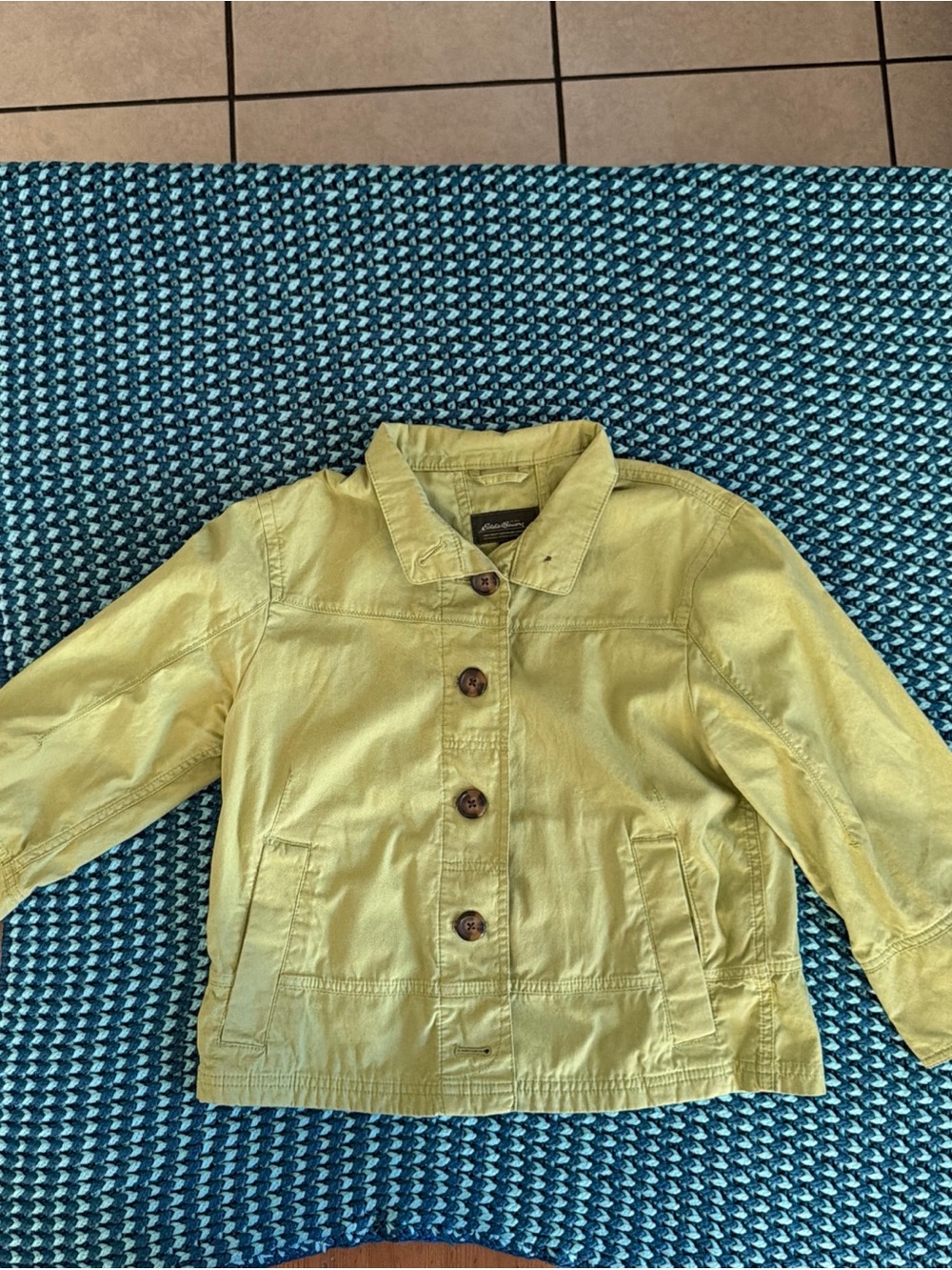 Eddie Bauer women’s Yellow Button-Front Jean Jacket size small